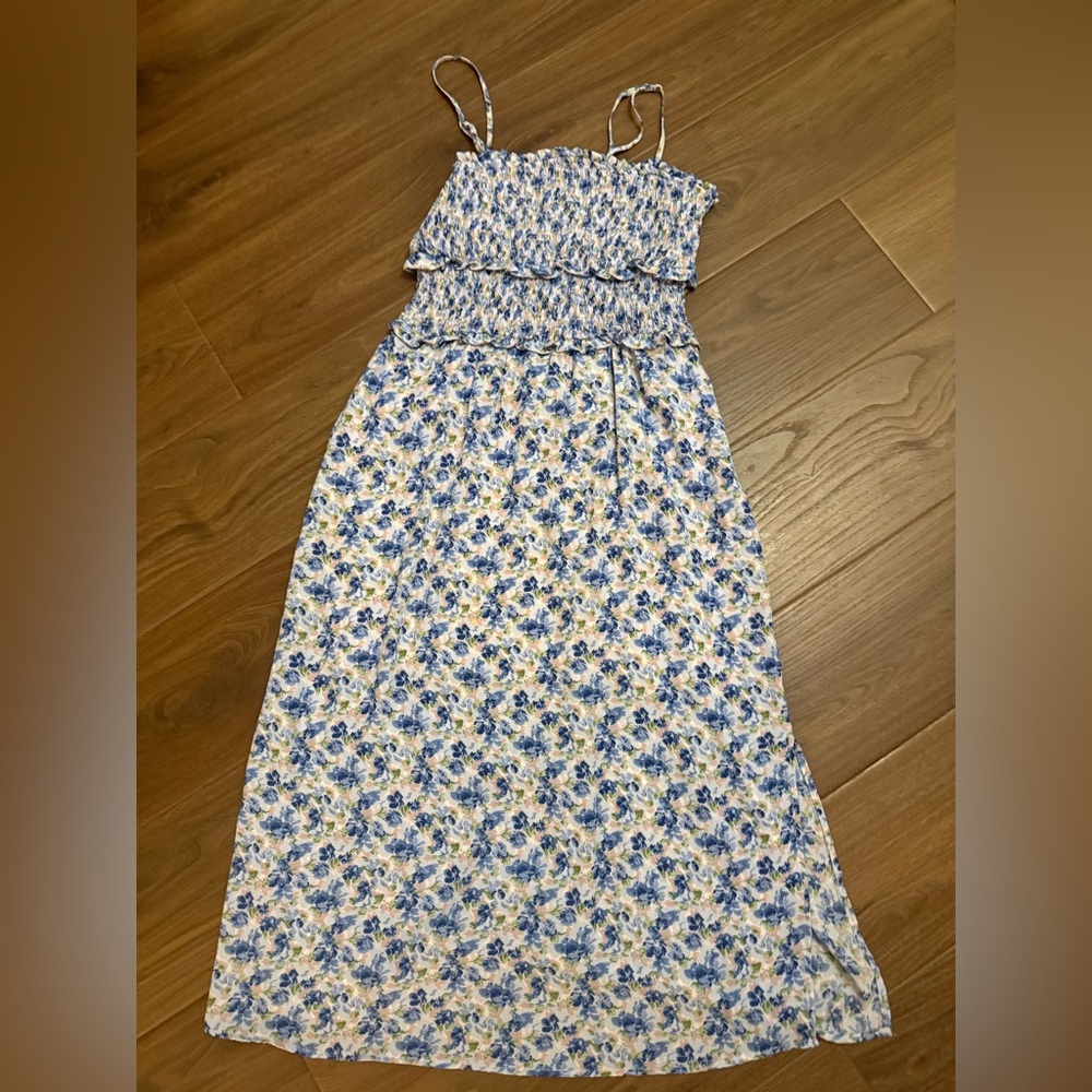 Floral Blue and White Kids Dress